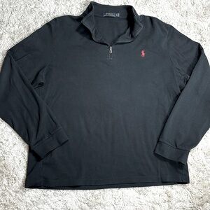 POLO Ralph Lauren Men's 100% Cotton 1/4 Zip Pullover, Black, Size XL